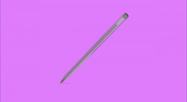 Mor renkli arka planda kendi etrafında dönen yalıtılmış bibik kalem.