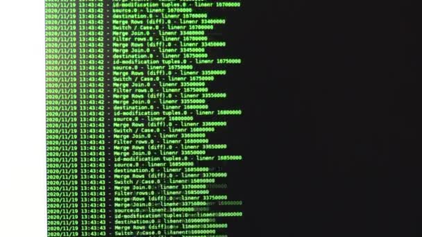 Código Software Computadora Verde Que Mueve Monitor Negro Hackeo Computadoras — Vídeos de Stock