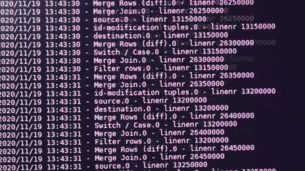 Código Software Computador Rosa Movendo Monitor Preto Hacking Computador Processo — Vídeo de Stock