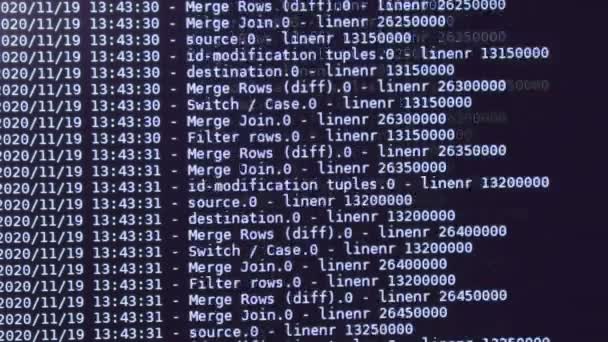 Blå Datorkod Som Rör Sig Svart Skärm Datorhackning Processen Dynamisk — Stockvideo
