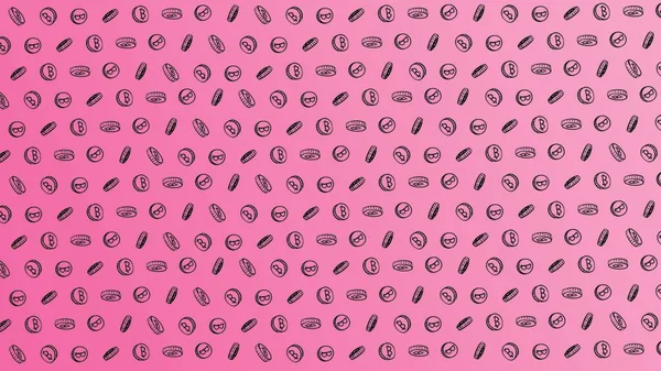 Bitcoin Bezszwowy Wzór Różowe Monety Ręcznie Rysowane Ikony Doodle Tle — Zdjęcie stockowe