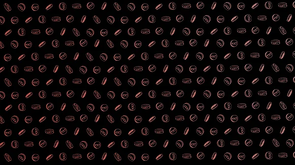 Bitcoin Bezszwowy Wzór Czerwonych Monet Ręcznie Rysowane Ikony Doodle Czarnym — Zdjęcie stockowe
