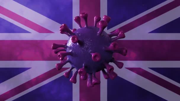 Variante Británica Inglesa Covid Virus Covid Con Bandera Inglesa — Vídeos de Stock