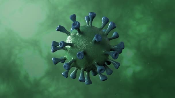 Corona Virus Green Rotation Spinning Center Isolated Dinamic Background Microbiology — Stock Video