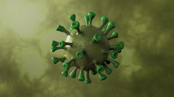 Corona Virus Yellow Rotation Spinning Center Isolated Dinamic Background Microbiology — Stock Video