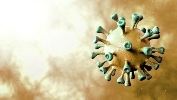 Corona Virus Yellow Rotation Spinning Center Isolated Dinamic Background Microbiology — Stock Video