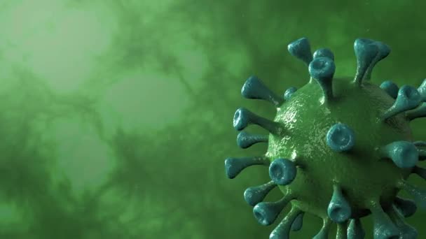 Corona Virus Green Rotation Spinning Center Isolated Dinamic Background Microbiology — Stock Video