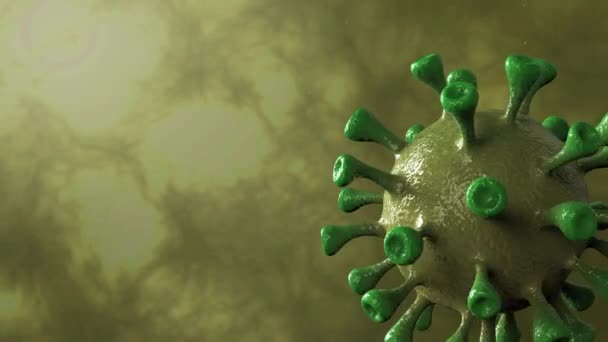 Corona Virus Yellow Rotation Spinning Center Dinamikus Háttérrel Elszigetelt Mikrobiológia — Stock videók