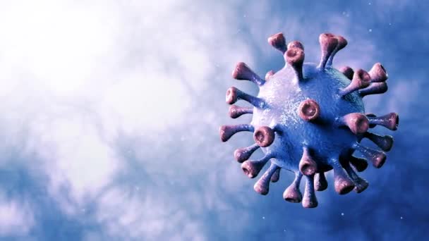 Corona Virus Blue Rotation Spinning Center Isolated Dinamic Background Microbiology — Stock Video