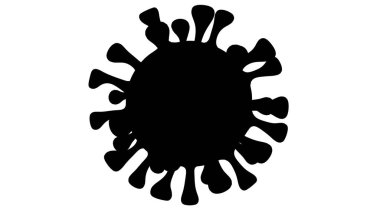 Beyaz arkaplanda kapalı siluet, covid-19 virüsü..