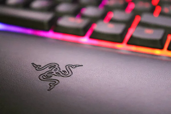 Razer Symbol Ingraverat Huden Ornata Chroma Tangentbord Belysta Och Färgade — Stockfoto