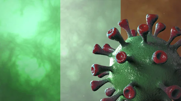 Covidイタリアの変種 Covid 19ウイルス イタリアの緑の旗 — ストック写真