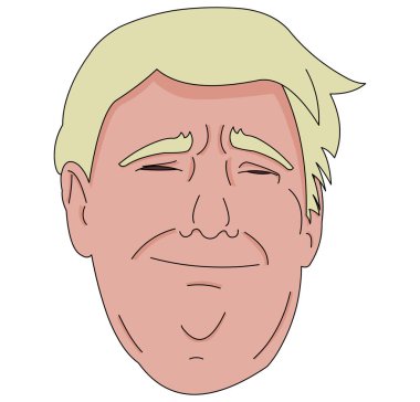 Donald Trump yüz karikatür biçimi arkaplanda izole.