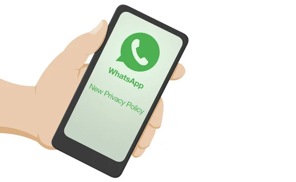 Nowa Polityka Prywatności Whatsapp Zielonym Napisem Ręcznym Smartfonie Odizolowany Ilustracja Obrazy Stockowe bez tantiem