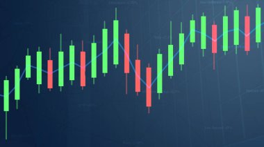 Mavili bir iş fikrinin grafiksel konsepti. Finansal yatırımlar ve çizgileri olan ekonomi finansmanının soyut borsa grafiği çizimi.