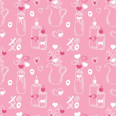 Sevgililer Günü romantik vektörü kusursuz desen