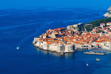 Dubrovnik, Hırvatistan, üstten görünüm witn deniz.