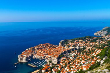 Dubrovnik, Hırvatistan, üstten görünüm witn deniz.