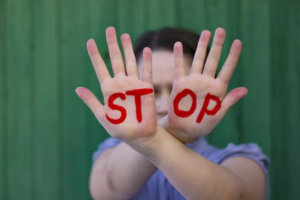 Segno di stop, gesti — Foto Stock