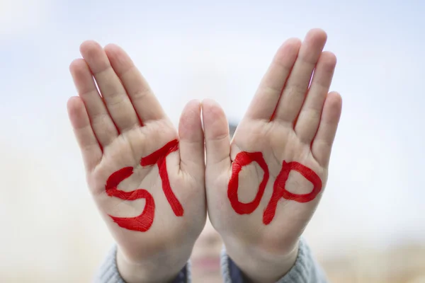 Stop sign, gestures — Stock Photo, Image