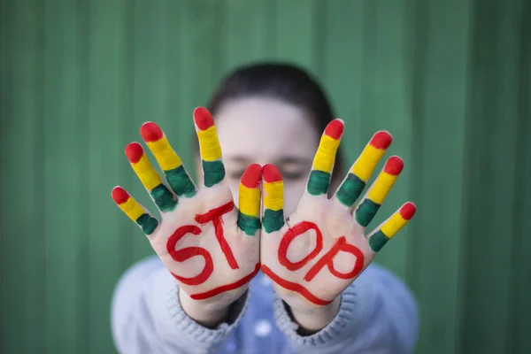 Segno di stop, gesti — Foto Stock