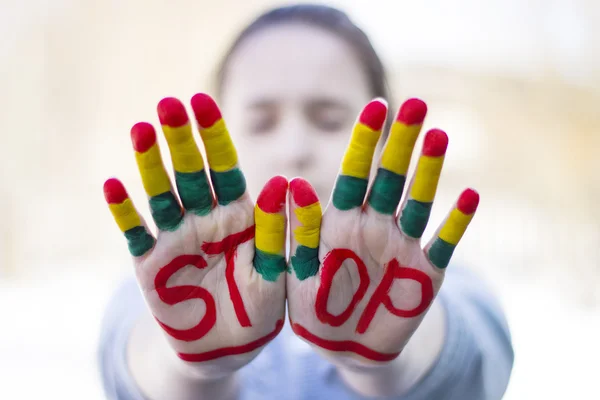 Segno di stop, gesti — Foto Stock