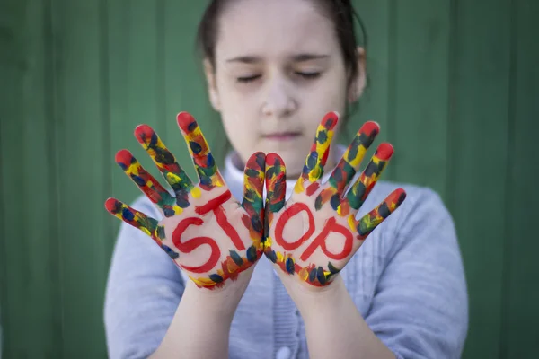 Segno di stop, gesti — Foto Stock