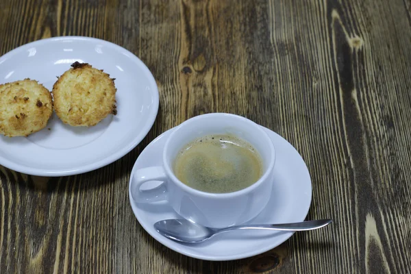 Ceașcă Cafea Fierbinte Biscuiți — Fotografie, imagine de stoc