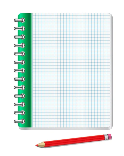 Notebook a prázdný papír s tužkou. — Stockový vektor