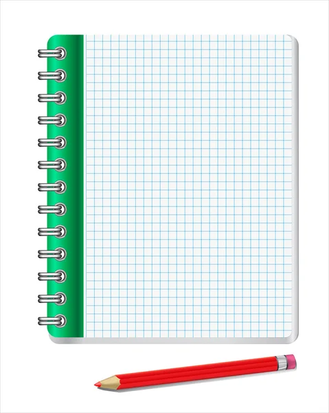 Caderno e papel em branco com lápis . — Vetor de Stock