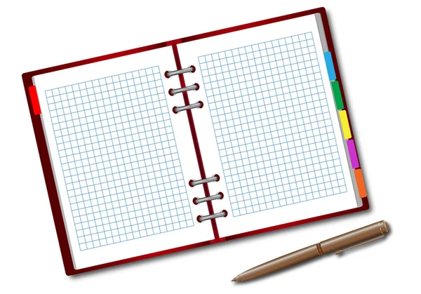 Datebook with a pen. — Stock Vector
