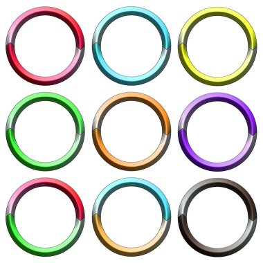 Daire, halka. Renkli daire afiş kümesi.
