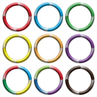 Daire, halka. 9 renkli daireler kümesi