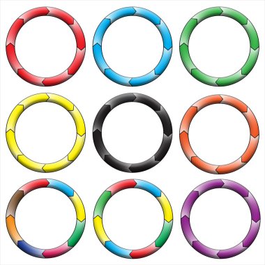 Daire, yüzük degrade. 9 renkli daireler kümesi