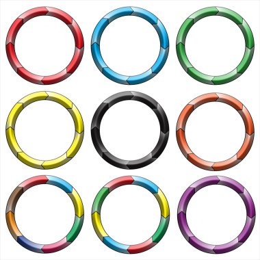 Daire, yüzük degrade. 9 renkli daireler kümesi