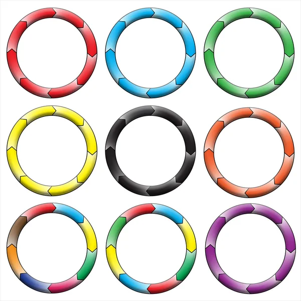 Circle, ring gradient. Set of 9 colorful circles — Stock Photo, Image