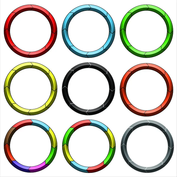 Cercle, bague. Ensemble de 9 cercles colorés . — Photo