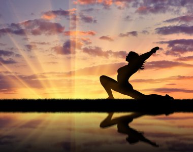 Pratik yoga bir kız silüeti