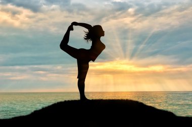 Pratik yoga bir kız silüeti 