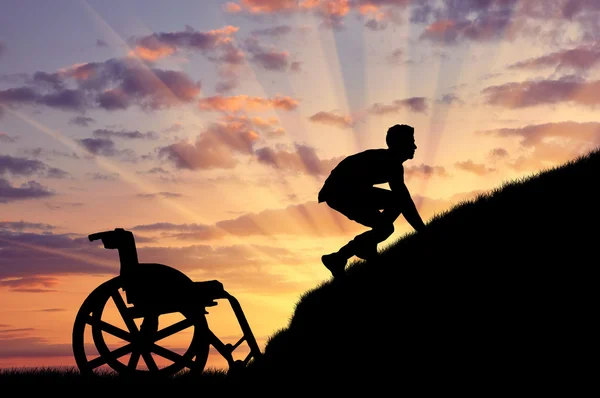 Silhouette of disabled person — Stock Photo, Image