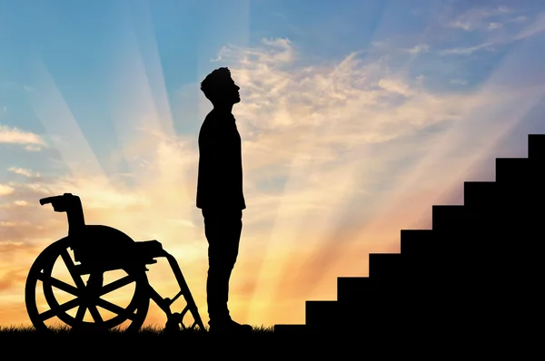 Silhouette of disabled person — Stock Photo, Image