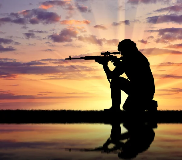 Silhouette of a terrorist — Stock Photo, Image