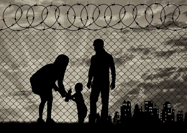 Silueta uprchlických rodin — Stock fotografie