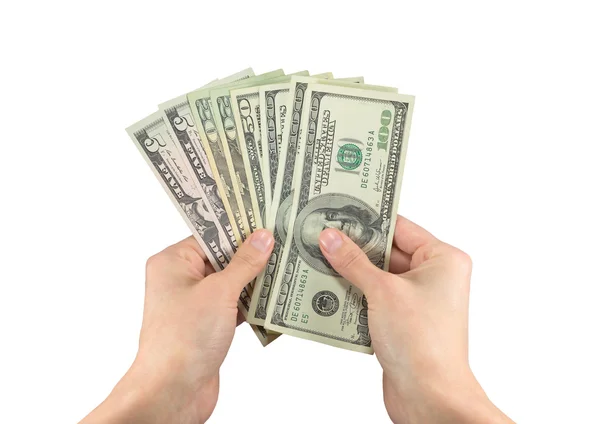 Εικόνα των δολαρίων στα χέρια ενός ανθρώπου — Φωτογραφία Αρχείου