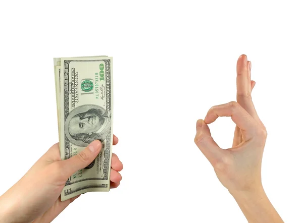 Image of dollars in the man's hand — Stock Photo, Image