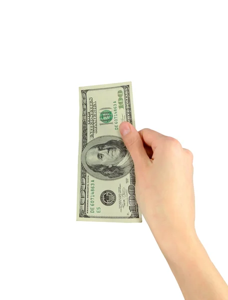 One hundred dollars in hand — Stock Photo, Image