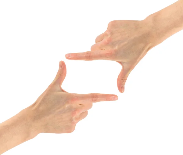 Composição do quadro com duas mãos — Fotografia de Stock