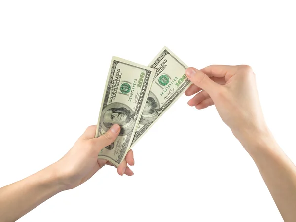 Money US dollars in the hands — Stock Photo, Image