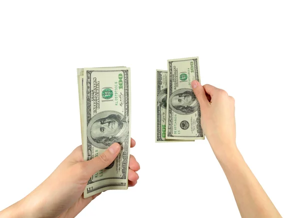 Money US dollars in the hands — Stock Photo, Image