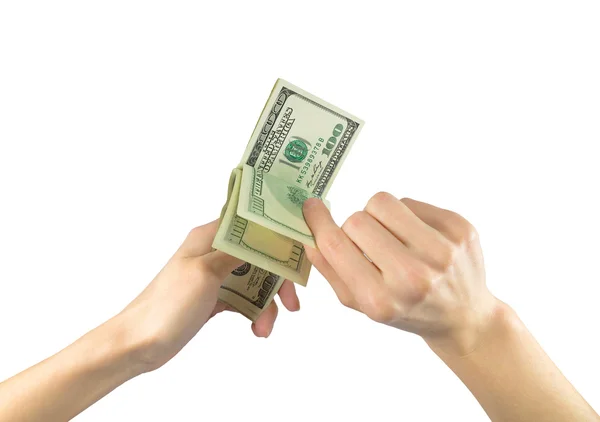 Money US dollars in the hands — Stock Photo, Image